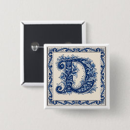 Chapa Cuadrada Monograma de Patrimonio Noruego - Azul
