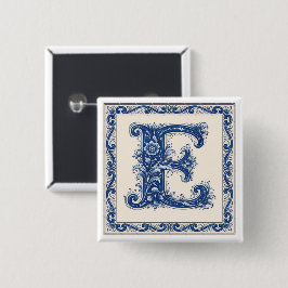 Chapa Cuadrada Monograma de Patrimonio Noruego - Azul