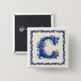 Chapa Cuadrada Monograma de Patrimonio Noruego - Azul