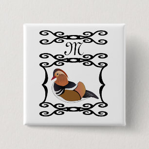 Chapa Cuadrada Monograma del Personalizado Adorable del Pato Mand