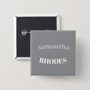 Chapa Cuadrada Monograma personalizado minimalista gris