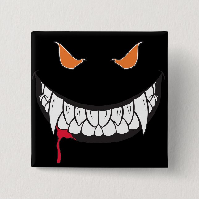 Chapa Cuadrada Monster Grin Black Square Button (Anverso)
