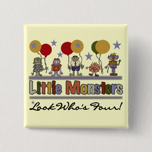 Chapa Cuadrada Monstruo 4 camisetas y regalos de cumpleaños