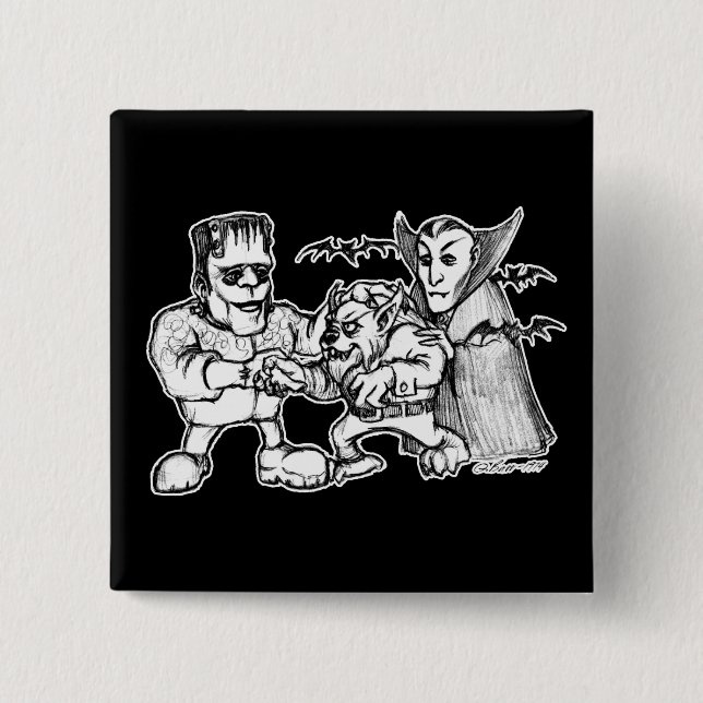 Chapa Cuadrada Monstruos divertidos (Anverso)