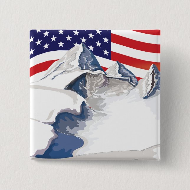 Chapa Cuadrada Montañas esquiando (Anverso)