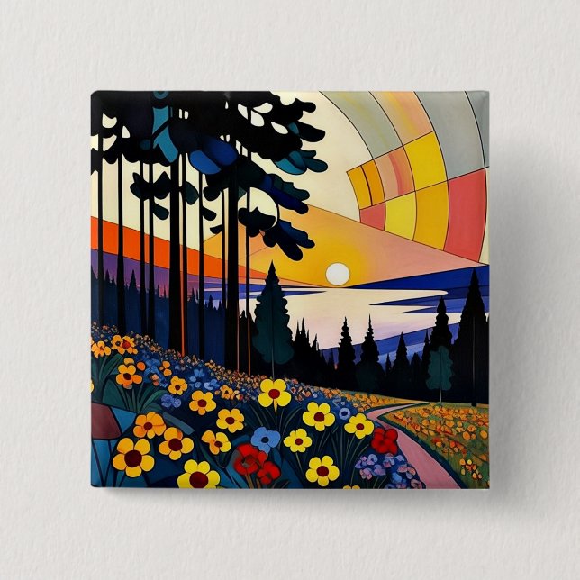 Chapa Cuadrada Montañas florales (Anverso)