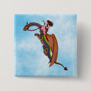 Chapa Cuadrada Montando el dragón arcoiris