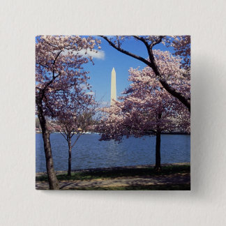Chapa Cuadrada Monumento de Washington a través de las flores de