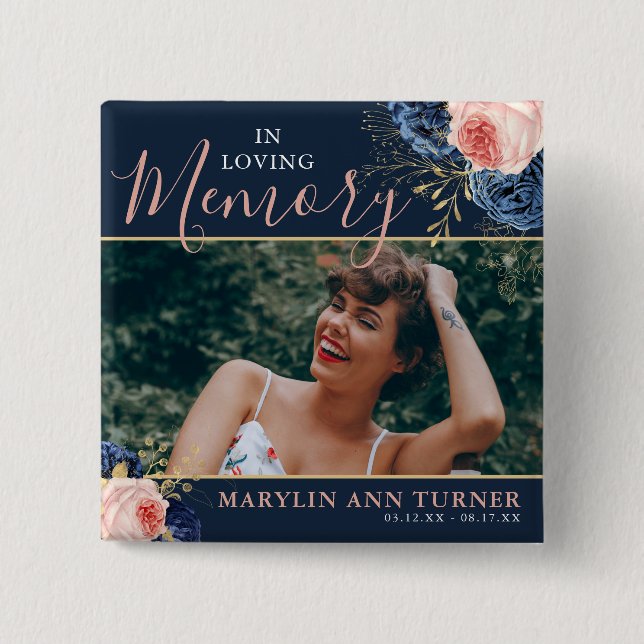 Chapa Cuadrada Monumento elegante a las flores botánicas rosadas  (Anverso)