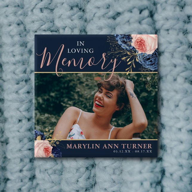 Chapa Cuadrada Monumento elegante a las flores botánicas rosadas  (Subido por el creador)