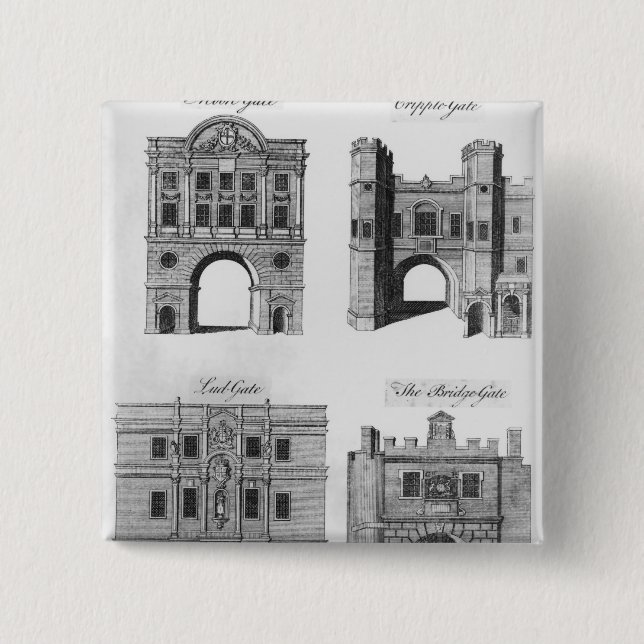 Chapa Cuadrada Moorgate, Cripplegate, Ludgate Bridgegate (Anverso)