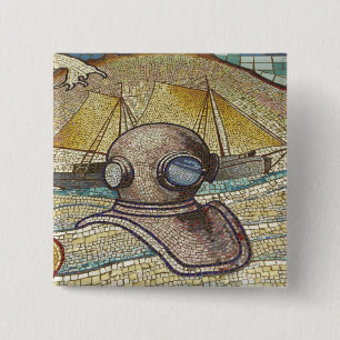 Chapa Cuadrada Mosaico de casco de buzo antiguo
