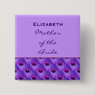 Chapa Cuadrada Mother of the Bride Purple Peacock Custom Name