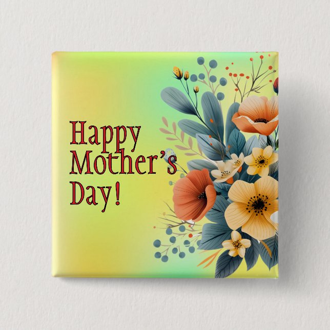 Chapa Cuadrada Mother's Day Boho Flowers Clipart-61983 Keychain (Anverso)