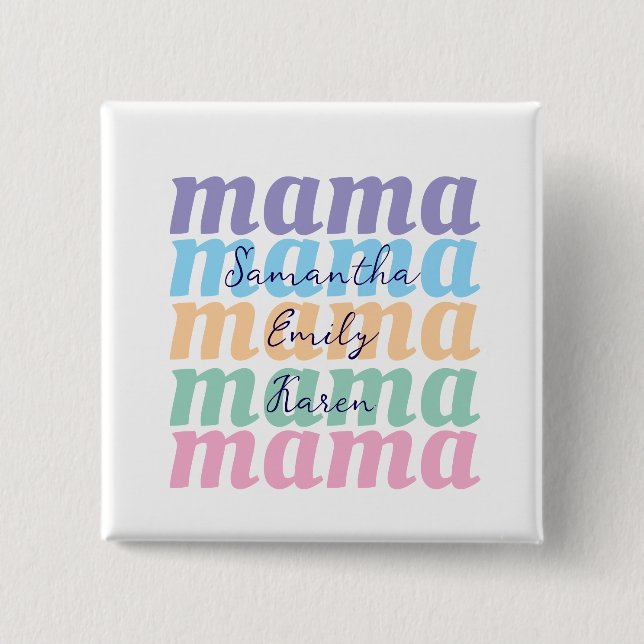 Chapa Cuadrada Mothers day custom kids name MAMA gift (Anverso)