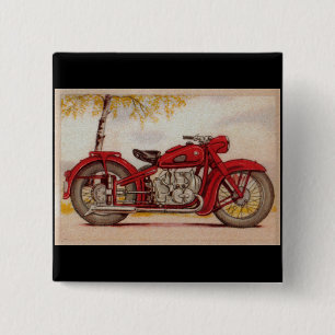 Chapa Cuadrada Motocicleta del rojo del vintage