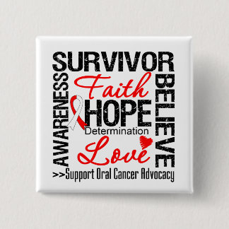 Chapa Cuadrada Motto para los supervivientes del cáncer oral