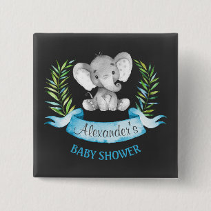 Chapa Cuadrada Muchacho Baby Shower del elefante de la acuarela