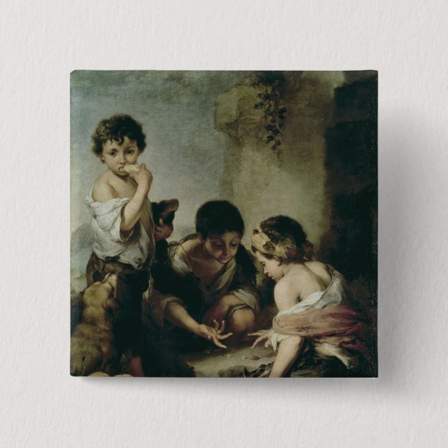Chapa Cuadrada Muchachos que juegan los dados, c.1670-75 (Anverso)