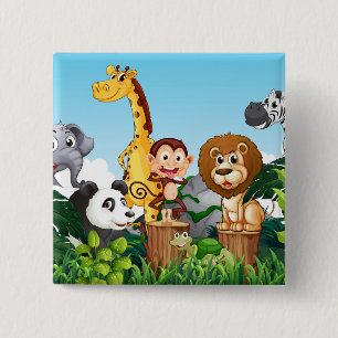 Chapa Cuadrada Muchos animales se divierten en el bosque