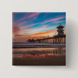Chapa Cuadrada Muelle de Huntington Beach al atardecer