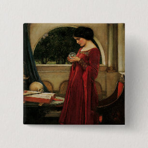 Chapa Cuadrada Mujer Bola de Cristal Pintura de Waterhouse