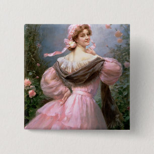 Chapa Cuadrada Mujer elegante en una rosaleda