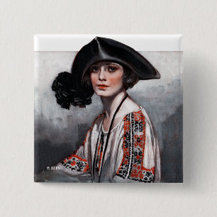 Chapa Cuadrada Mujer en blusa bordada