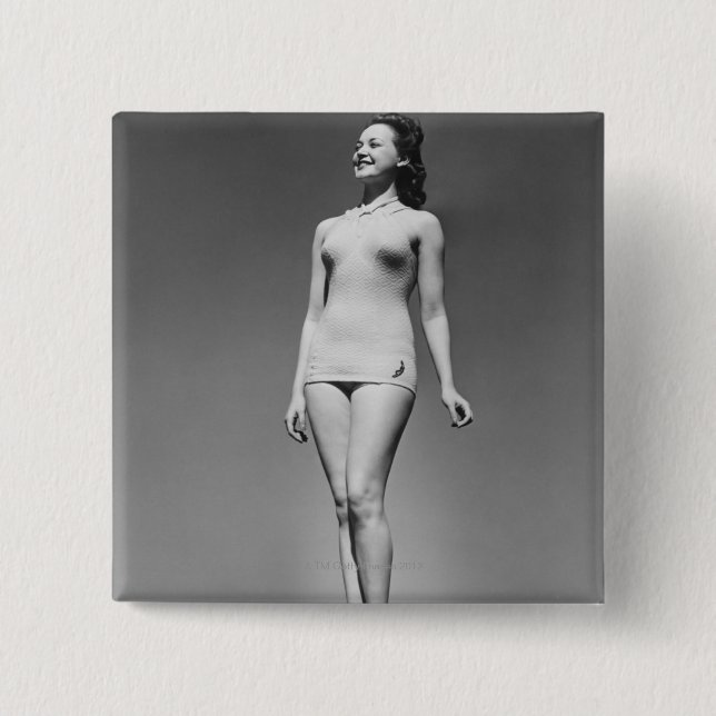Chapa Cuadrada Mujer en traje de baño (Anverso)