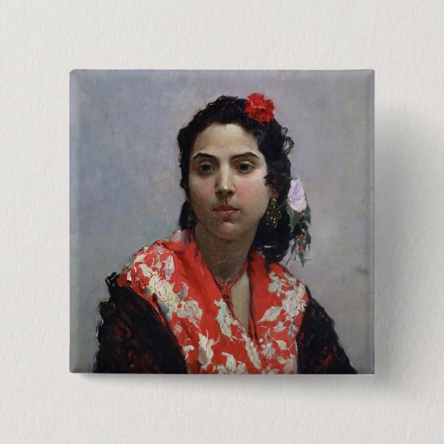 Chapa Cuadrada Mujer gitana (Anverso)