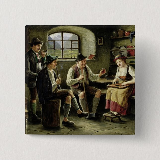 Chapa Cuadrada Mujer joven que toca una cítara (Anverso)