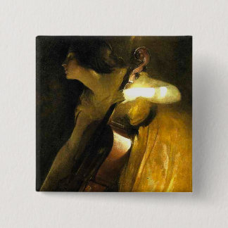 Chapa Cuadrada Mujer Jugando Cello