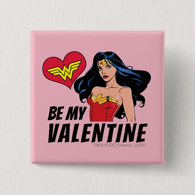 Chapa Cuadrada Mujer Maravilla | Eres un maravilloso San Valentín (Anverso)