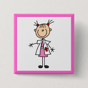 Chapa Cuadrada Mujer Médico Figura de Palitos