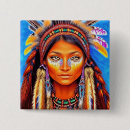 Chapa Cuadrada Mujer Nativa Americana Hermosa