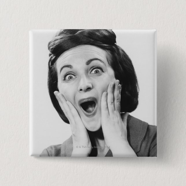 Chapa Cuadrada Mujer que hace la cara (Anverso)