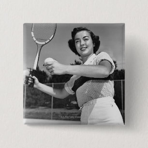 Chapa Cuadrada Mujer que juega al tenis 3