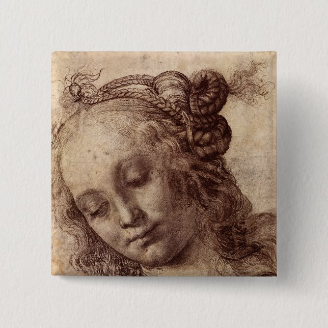 Chapa Cuadrada Mujer que mira abajo (Anverso)