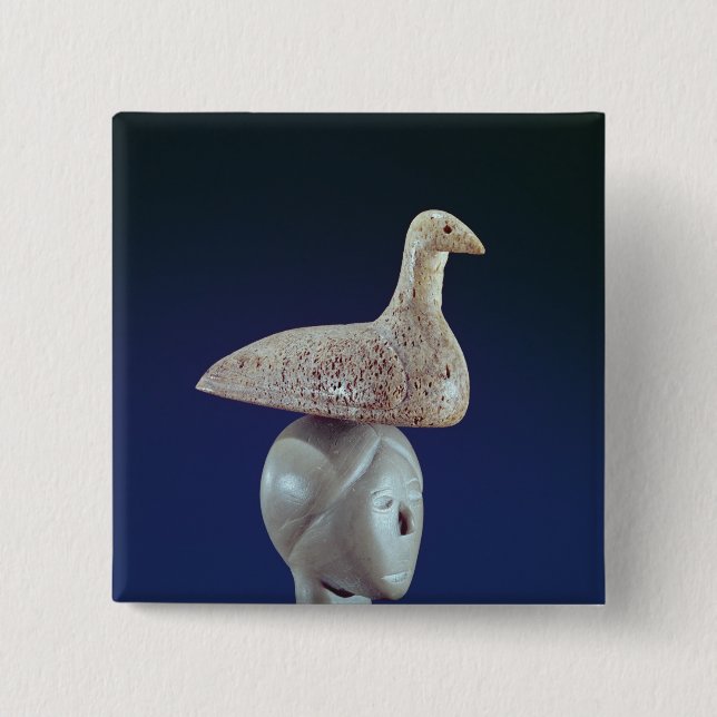 Chapa Cuadrada Mujer que piensa en un pájaro del bribón, del cabo (Anverso)