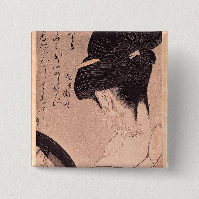 Chapa Cuadrada Mujer que pone en maquillaje (Anverso)