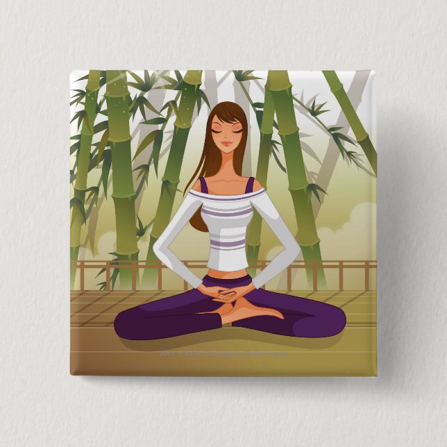 Chapa Cuadrada Mujer que se sienta en la posición de loto, (Anverso)