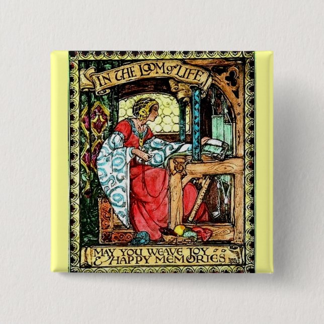 Chapa Cuadrada Mujer tejedora (Anverso)