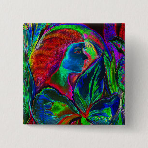Chapa Cuadrada Mujer y flor, colores profundos (m4sol)