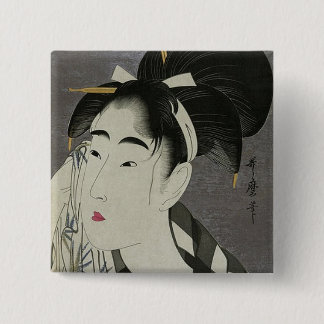 Chapa Cuadrada Mujeres japonesas que limpian su cara