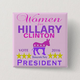 Chapa Cuadrada Mujeres para presidente Think Pink de Hillary
