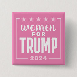 Chapa Cuadrada Mujeres para Trump - diseño rosa 2024