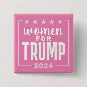 Chapa Cuadrada Mujeres para Trump - diseño rosa 2024