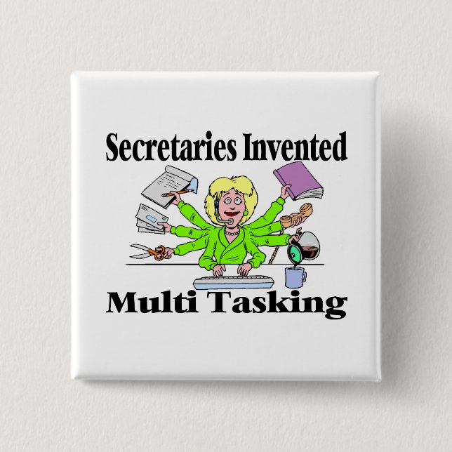 Chapa Cuadrada Multi Tasking de secretarias Invented (Anverso)