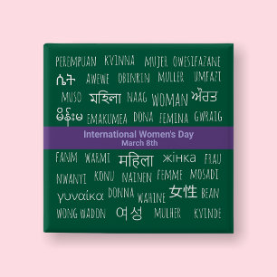 Chapa Cuadrada Múltiples Idiomas - Día Internacional de la Mujer