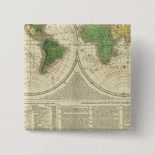 Chapa Cuadrada Mundo mostrado como dos hemisferios